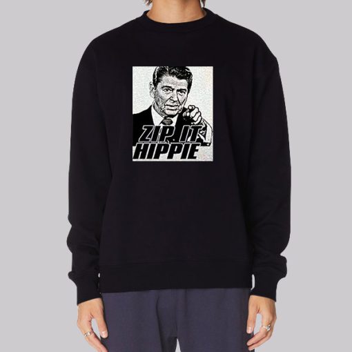 Zip It Hated Ronald Reagan Hippie Hoodie