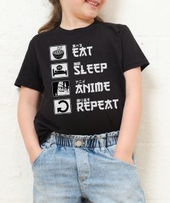 Eat Sleep Anime Repeat Kids T-Shirt