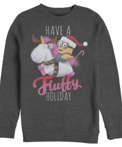 Men’s Despicable Me Christmas Minions Have A Fluffy Day Unicorn Sweatshirt