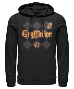 Men’s Harry Potter Gryffindor Argyle Print Pull Over Hoodie