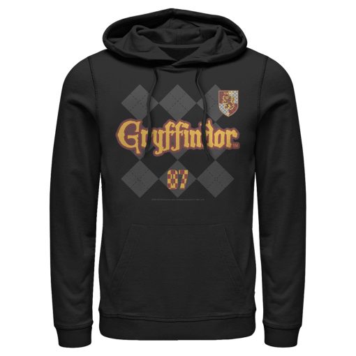 Men’s Harry Potter Gryffindor Argyle Print Pull Over Hoodie