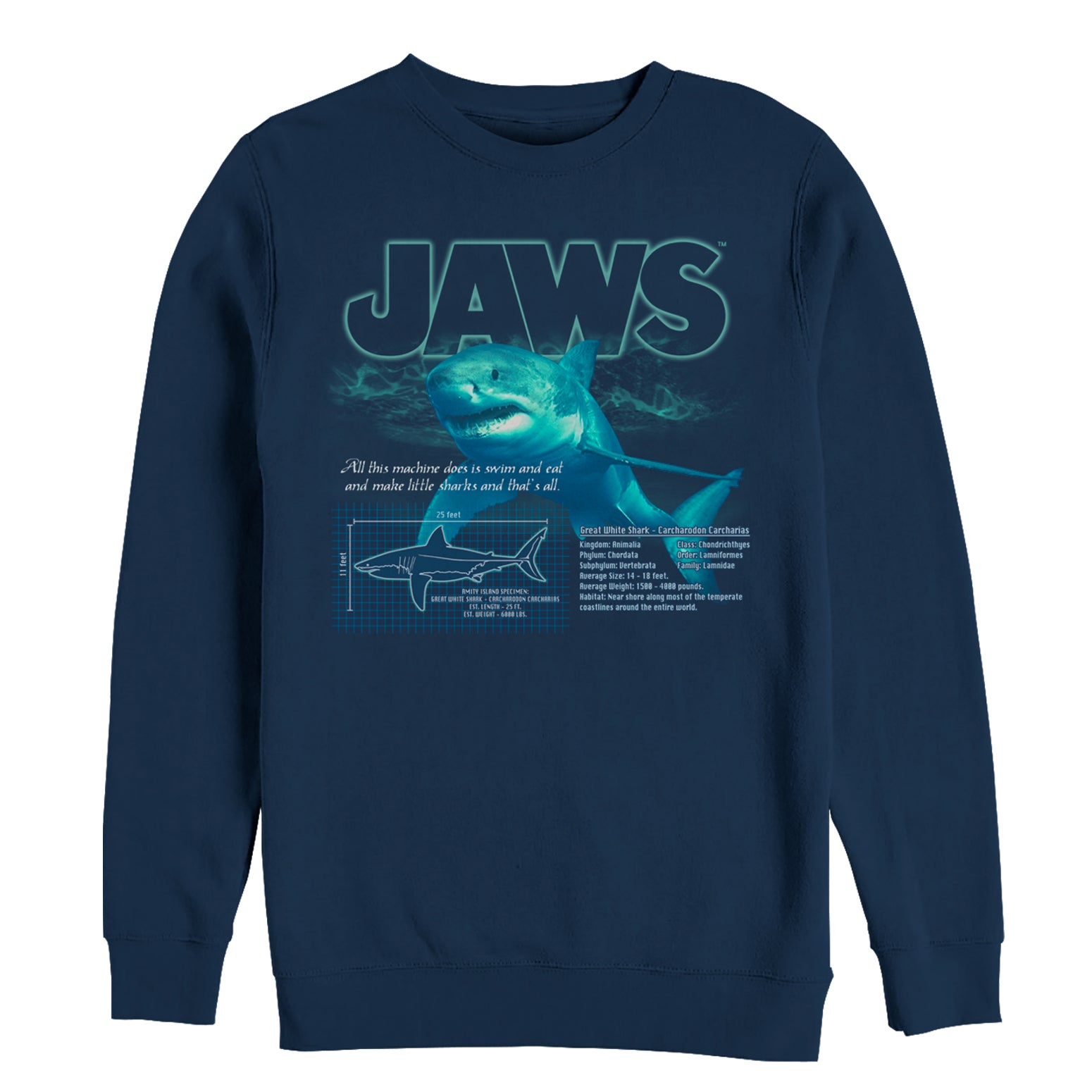 Men's Jaws Shark Blueprint Sweatshirt Men's Jaws Shark Blueprint Sweatshirt
