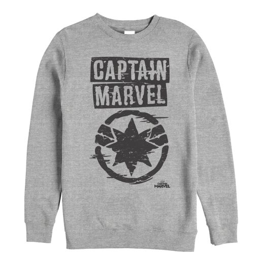 Men’s Marvel Captain Marvel Grayscale Star Symbol Sweatshirt