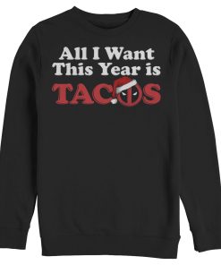 Men’s Marvel Christmas Deadpool All I Want is Tacos Sweatshirt