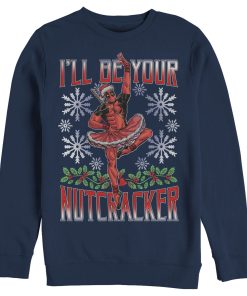 Men’s Marvel Christmas Deadpool Nutcracker Sweatshirt