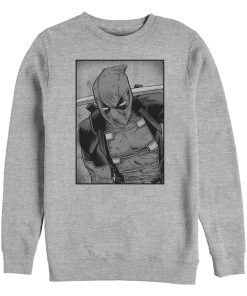 Men’s Marvel Deadpool Classic Grey GrayscalePose Sweatshirt