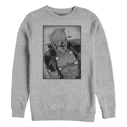 Men’s Marvel Deadpool Classic Grey GrayscalePose Sweatshirt