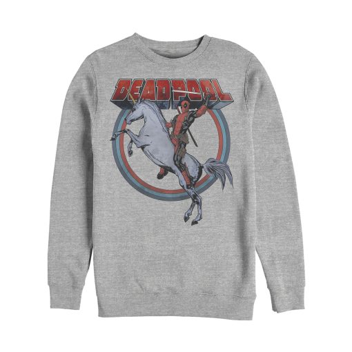 Men’s Marvel Deadpool Rides Unicorn Sweatshirt