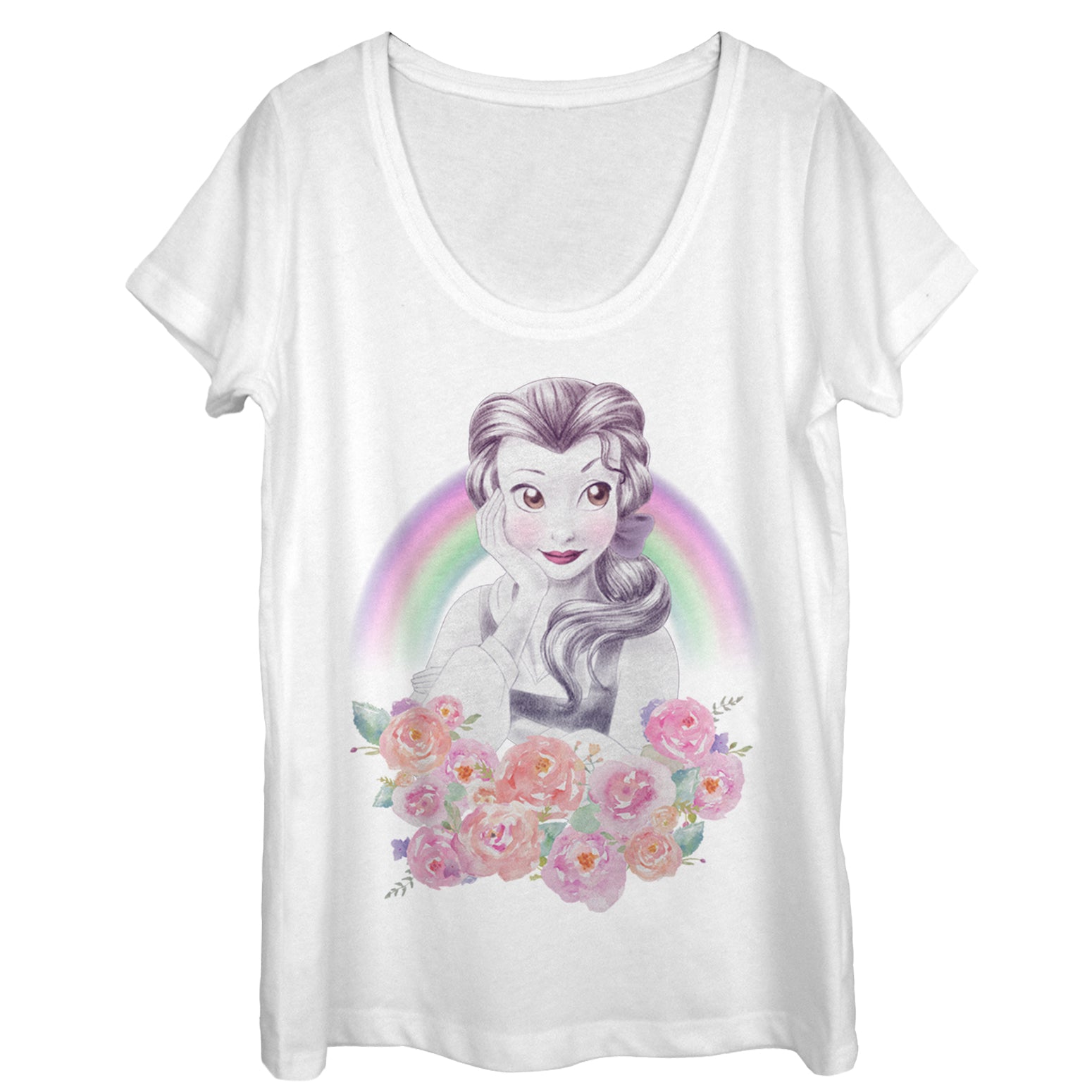 Women's Beauty and the Beast Belle Rainbow Scoop Neck Women's Beauty and the Beast Belle Rainbow Scoop Neck