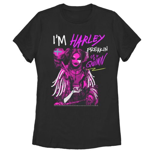 Women’s Birds of Prey Harley Freakin’ Quinn Cartoon T-Shirt