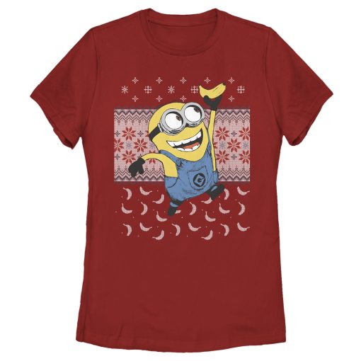 Women’s Despicable Me Ugly Christmas Minons Banana T-Shirt