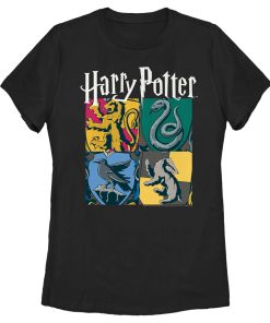 Women’s Harry Potter Hogwarts Houses Vintage Collage T-Shirt