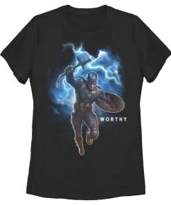 Women’s Marvel Avengers Endgame America Worthy Action Pose T-Shirt