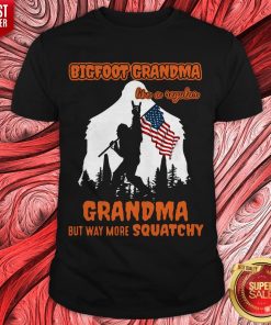 Bigfoot Rock And Roll Grandma Like A Regular Grandma But Way More Squatchy American Flag Shirt