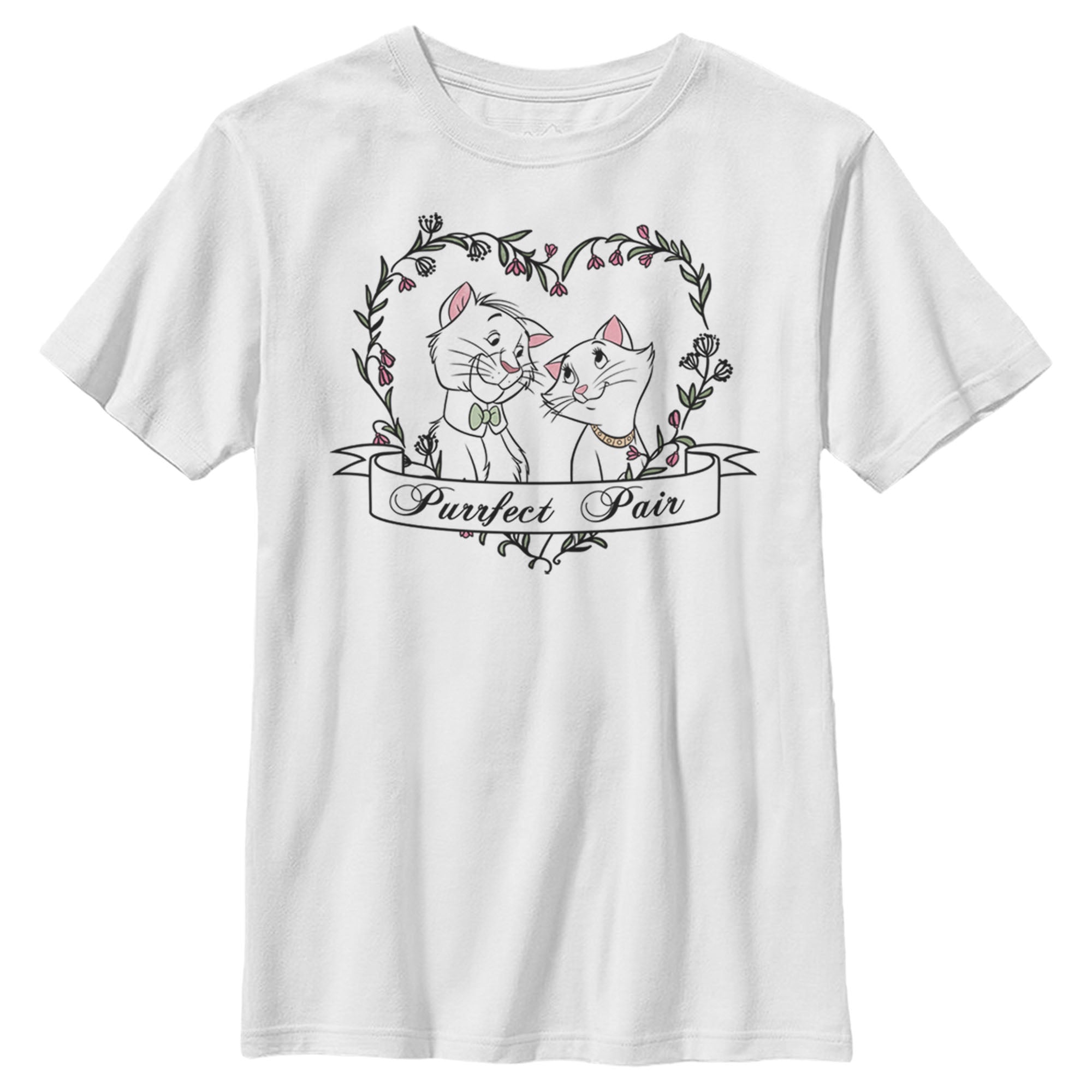 Boy's Aristocats Thomas and Duchess Purrfect Pair Heart T-Shirt Boy's Aristocats Thomas and Duchess Purrfect Pair Heart T-Shirt