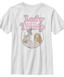 Boy’s Lady and the Tramp Distressed Spaghetti Kiss Movie Logo T-Shirt