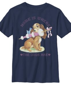 Boy’s Lady and the Tramp Home is Where the Dogs Are T-Shirt