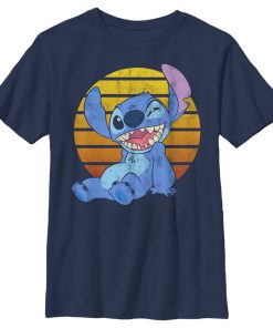 Boy’s Lilo & Stitch Experiment 626 Retro Sunset Smile T-Shirt