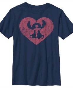 Boy’s Lilo & Stitch Valentine’s Day Heart Distressed T-Shirt