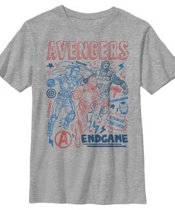 Boy’s Marvel Avengers Endgame Cartoon Doodle Print T-Shirt