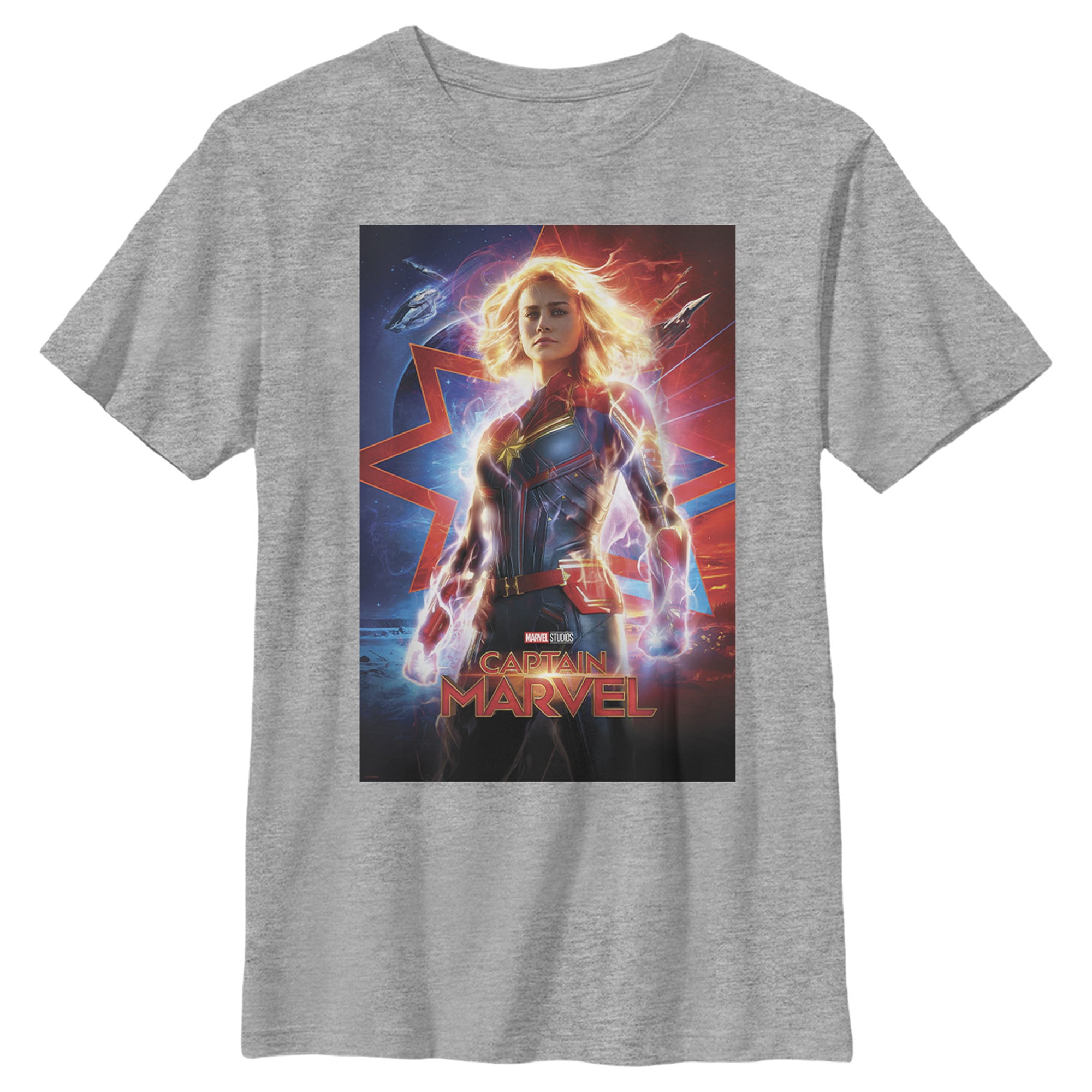 Boy's Marvel Captain Marvel Electric Poster T-Shirt Boy's Marvel Captain Marvel Electric Poster T-Shirt