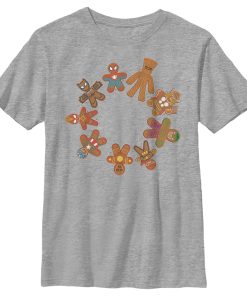 Boy’s Marvel Christmas Gingerbread Cookie Circle T-Shirt