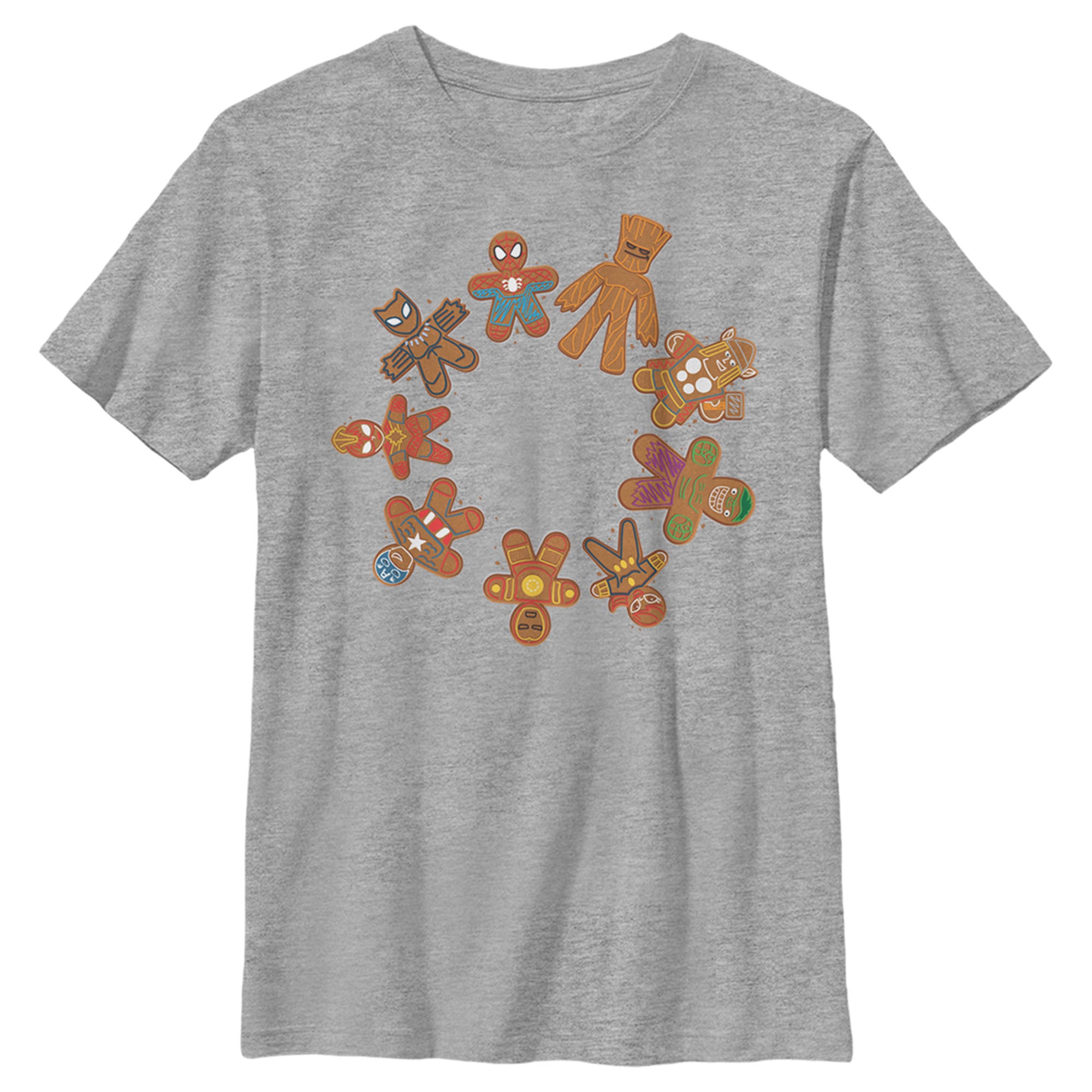Boy's Marvel Christmas Gingerbread Cookie Circle T-Shirt Boy's Marvel Christmas Gingerbread Cookie Circle T-Shirt