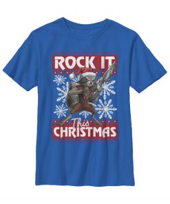 Boy’s Marvel Christmas Rocket Greetings T-Shirt