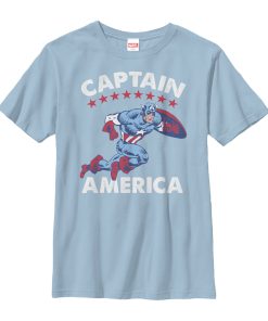 Boy’s Marvel Fourth of July  Retro Captain America T-Shirt