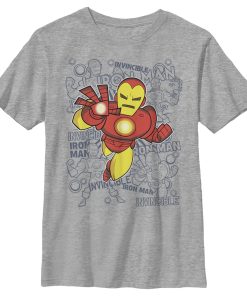 Boy’s Marvel Iron Man Text Collage T-Shirt