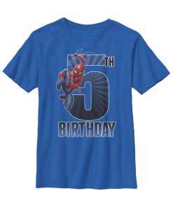 Boy’s Marvel Spider-Man Swinging 5th Birthday T-Shirt