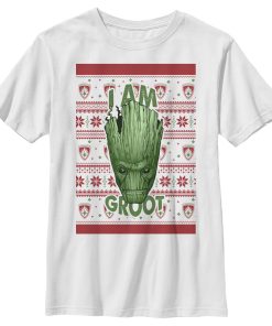 Boy’s Marvel Ugly Christmas Guardians of the Galaxy Groot Portrait T-Shirt