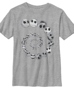 Boy’s The Nightmare Before Christmas Spiral Facial Expressions and Moods Of Jack T-Shirt