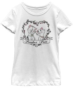 Girl’s Aristocats Thomas and Duchess Purrfect Pair Heart T-Shirt