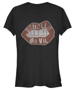 Junior’s Cruella Distressed Red Lips Logo T-Shirt