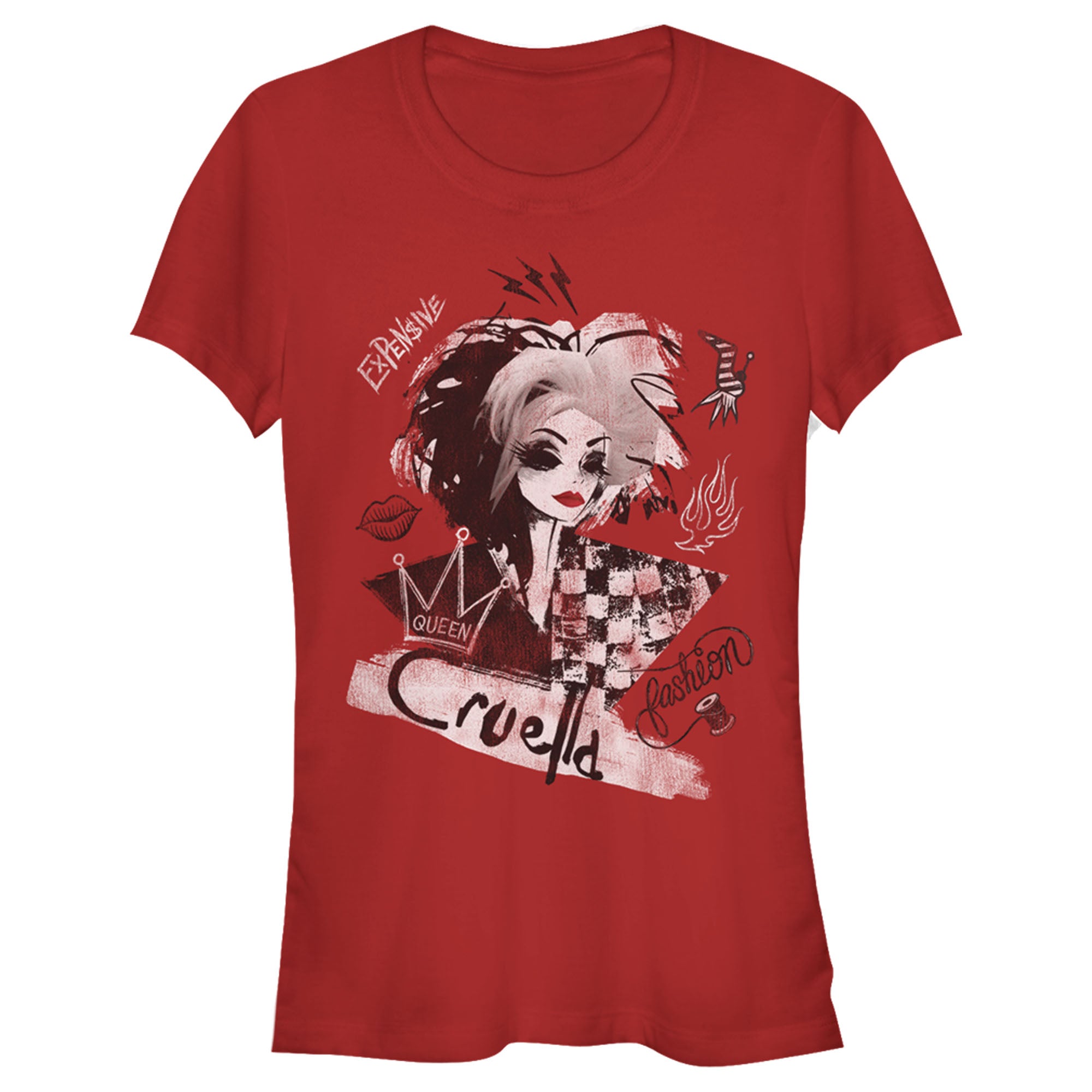 Junior's Cruella Fashion Sketch T-Shirt Junior's Cruella Fashion Sketch T-Shirt
