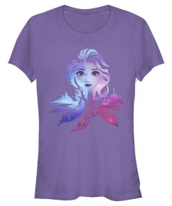Junior’s Frozen 2 Elsa Two Tone Gradient Portrait T-Shirt
