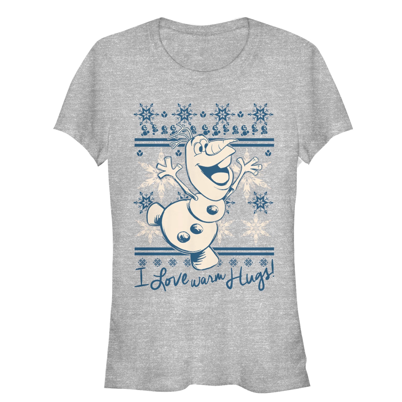 Junior's Frozen Christmas Warm Hugs T-Shirt Junior's Frozen Christmas Warm Hugs T-Shirt
