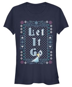 Junior’s Frozen Let Go Knit Pattern T-Shirt