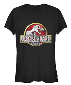 Junior’s Jurassic Park Chrome Logo T-Shirt