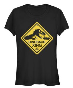 Junior’s Jurassic Park Dinosaur Crossing Sign T-Shirt