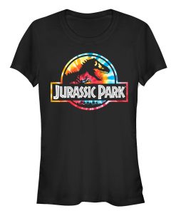 Junior’s Jurassic Park Groovy Tie-Dye Logo T-Shirt