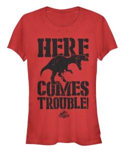 Junior’s Jurassic Park Here Comes Trouble T-Shirt