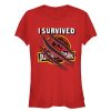Junior’s Jurassic Park I Survived The Island, Raptor Claw Tear T-Shirt