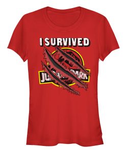 Junior’s Jurassic Park I Survived The Island, Raptor Claw Tear T-Shirt