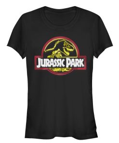 Junior’s Jurassic Park Neon T Rex Logo T-Shirt