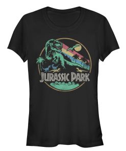 Junior’s Jurassic Park Rainbow Emblem T-Shirt
