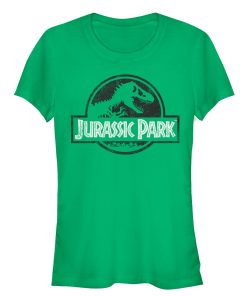 Junior’s Jurassic Park Vintage Black and White Logo T-Shirt