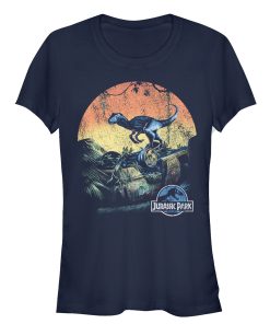 Junior’s Jurassic World Retro Raptor Sunset T-Shirt