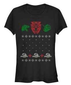 Junior’s Jurassic World Ugly Christmas Raptor T-Shirt